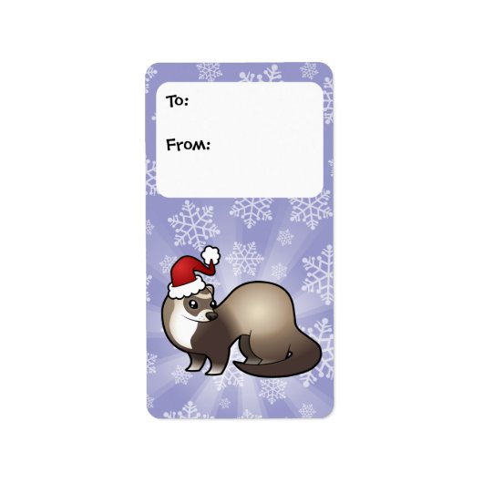Kerst Ferret Gift Labels (Voorkant)