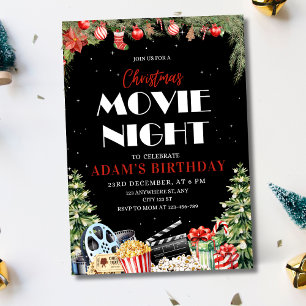 Kerst filmnacht in de achtertuin verjaardagsuitnod kaart