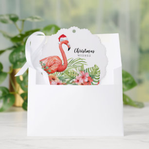 Kerst Flamingo Bloemstuk Groen Wensen Ornament Kaart