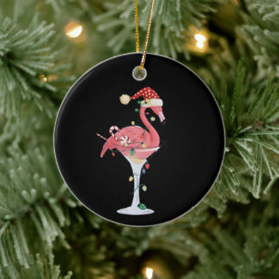 Kerst Flamingo Lichten Xmas Tropisch Dier  Keramisch Ornament