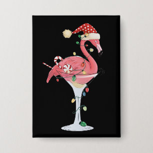 Kerst Flamingo Lichtjes Xmas Tropisch Dier Button