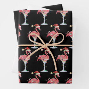 Kerst Flamingo Lichtjes Xmas Tropisch Dier Inpakpapier Vel