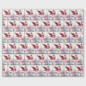 Kerst Flamingo schaatsen Cadeaupapier (Vlak)