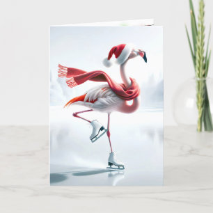 Kerst Flamingo schaatsen Kaart
