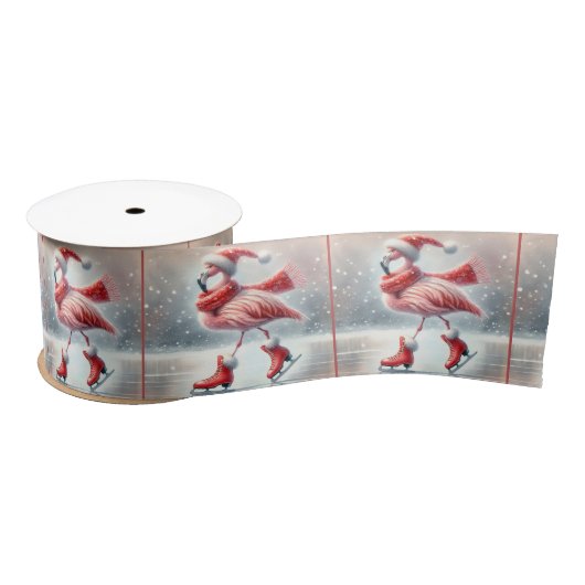 Kerst Flamingo schaatsen Lint (Spoel)