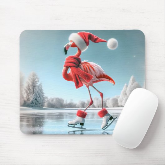 Kerst Flamingo schaatsen Muismat (Met muis)