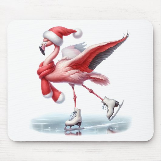 Kerst Flamingo schaatsen Muismat (Voorkant)