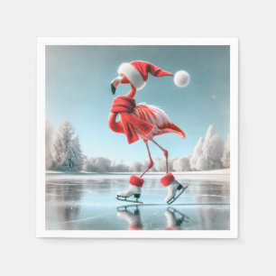 Kerst Flamingo schaatsen Servet