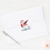 Kerst Flamingo schaatsen Vierkante Sticker (Envelop)