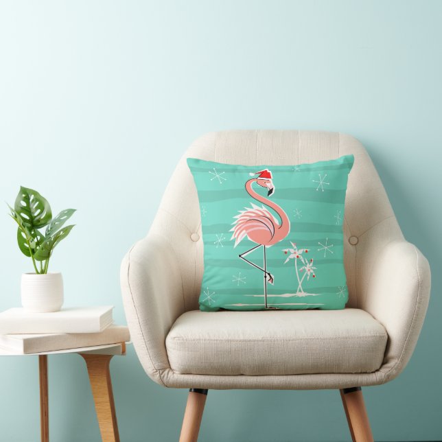 Kerst Flamingo Stripe gooi kussen (Stoel)