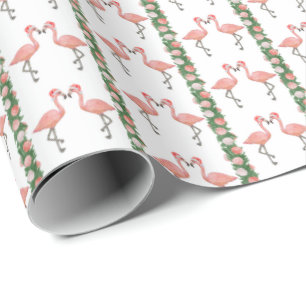 Kerst Flamingo's en Schelpen Inpakpapier