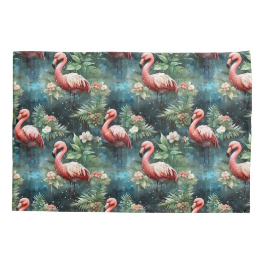 Kerst Flamingo's met maretak Kussensloop (Achterkant-Links)