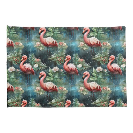 Kerst Flamingo's met maretak Kussensloop (Achterkant-Rechts)