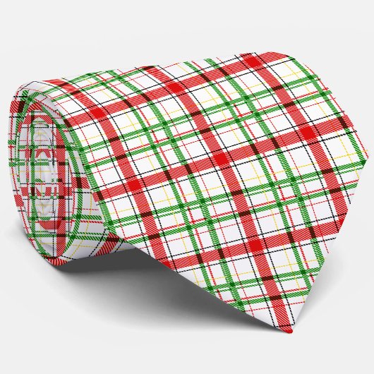 Kerst Flanel Plaid Tartan Design - Wit Stropdas
