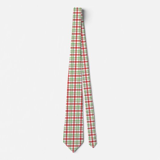 Kerst Flanel Plaid Tartan Design - Wit Stropdas (Voorkant)