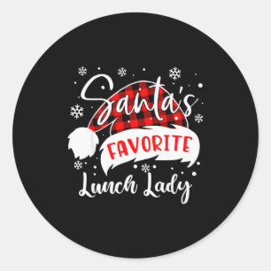 Kerst Flanellen Hoed voor Kerstmis Favoriete Lunch Ronde Sticker