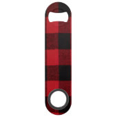 Kerst Flesopener Rood Plaid Zwart Beer Speed Flessenopener (Achterkant)