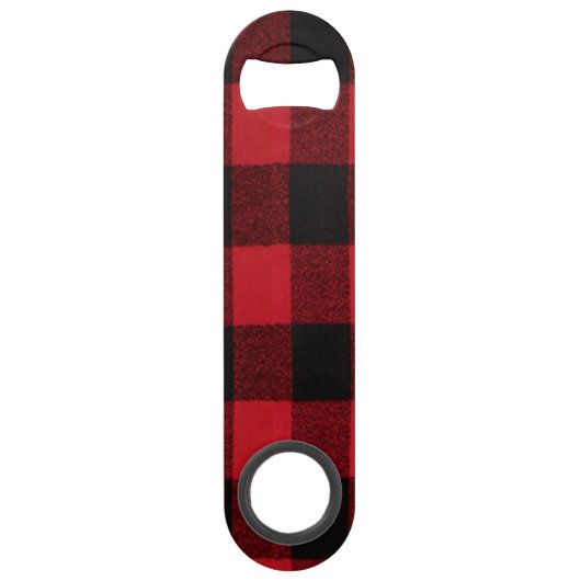 Kerst Flesopener Rood Plaid Zwart Beer Speed Flessenopener (Achterkant)