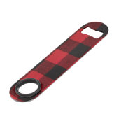Kerst Flesopener Rood Plaid Zwart Beer Speed Flessenopener (Achterkant Gekanteld)