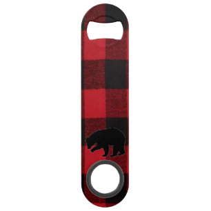 Kerst Flesopener Rood Plaid Zwart Beer Speed Flessenopener