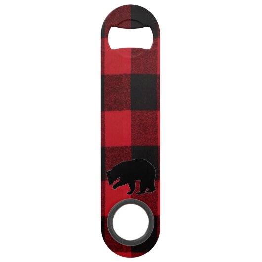 Kerst Flesopener Rood Plaid Zwart Beer Speed Flessenopener (Voorkant)