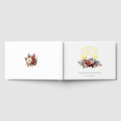 Kerst Floral Crest Monogram Huwelijk Gastenboek (Volledig)