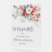 Kerst Floral Elegant Vrijgezellenfeest Welkom Acryl Bord (Hoek)