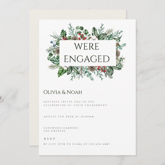Kerst Foliage Engagement Party Uitnodiging (Voorkant / Achterkant)
