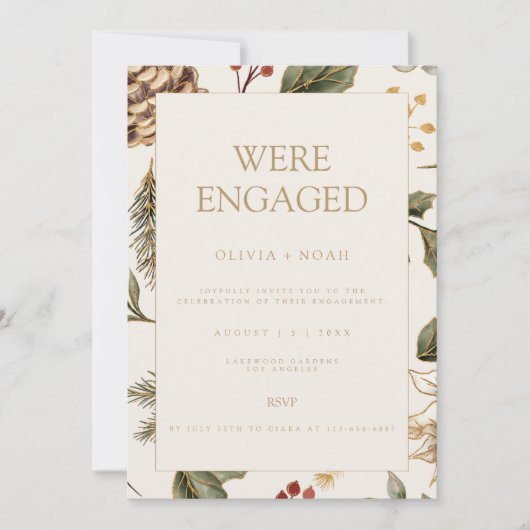 Kerst Foliage Engagement Party Uitnodiging (Voorkant)