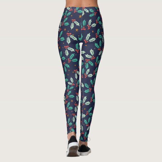 Kerst Foliage Naadloos Patroon Leggings (Achterkant)