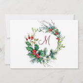 Kerst Foliage & Red Bird Kerstavond Feest Kaart (Achterkant)