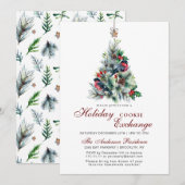 Kerst Foliage Red Bird Vakantie Cookie Exchange Kaart (Voorkant / Achterkant)