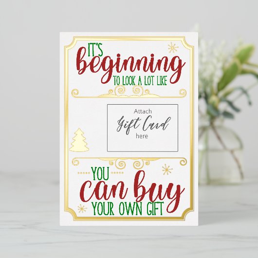 Kerst Folie Funny Gift Kaart Voucher Holder (Staand Voorkant)