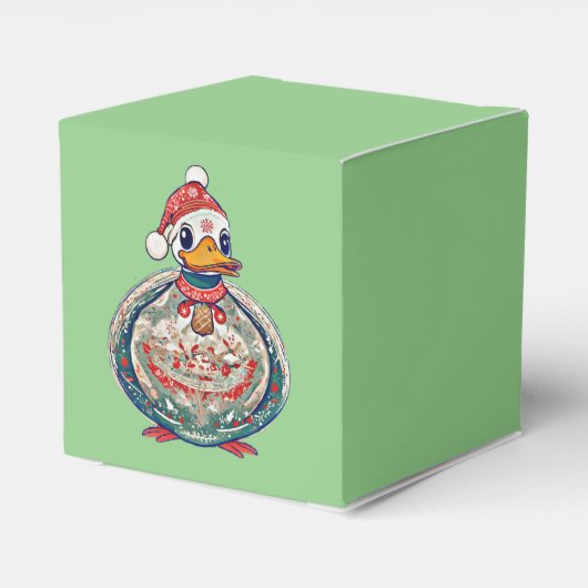Kerst Folklore Duck Dearing Een Kerstman Hoed Bedankdoosjes (Achterkant)