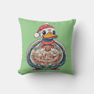 Kerst Folklore Duck Dearing Een Kerstman Hoed Kussen