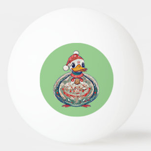 Kerst Folklore Duck Dearing Een Kerstman Hoed Pingpongballen