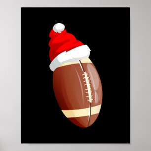 Kerst football Bal Santa Hoed Grappig Sport Xmas Poster