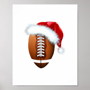 Kerst football Bal Santa Hoed Grappig Sport Xmas Poster