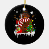 Kerst Football Sneeuwman Football Lover Merry XM Keramisch Ornament (Voorkant)