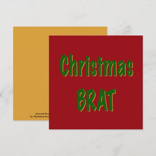 Kerst Forest Green Gold Brat op Crimson Red Kaart (Voorkant / Achterkant)
