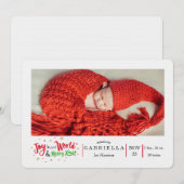 Kerst foto aankondiging geboorte van onze wereldvr (Voorkant / Achterkant)