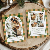 Kerst Foto Boog Groen en Beige Plaid