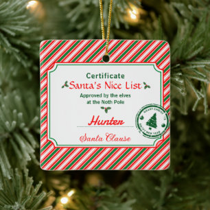 Kerst Foto Certificaat Kerstman Goede Lijst Keramisch Ornament