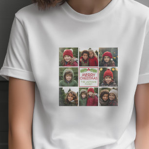 Kerst foto collage met rustieke dennenboom t-shirt