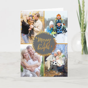 Kerst Foto Collage - Prettig & Helder Grijs Goud Feestdagen Kaart