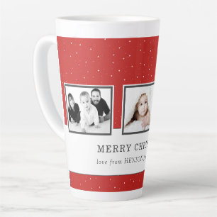 Kerst Foto Collage Rood Aangepast Familie Vakantie Latte Mok