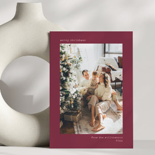 Kerst Foto Handgeschreven Letter Donkerrood Feestdagenkaart