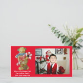 Kerst foto kaart kerstman van gemberkoek (Staand voorkant)