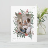 Kerst Foto met Bloem Kader Feestdagenkaart (Staand voorkant)