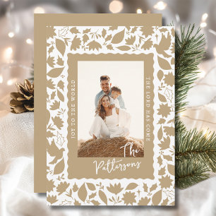 Kerst foto met christelijke bloemstuk kerstkaart